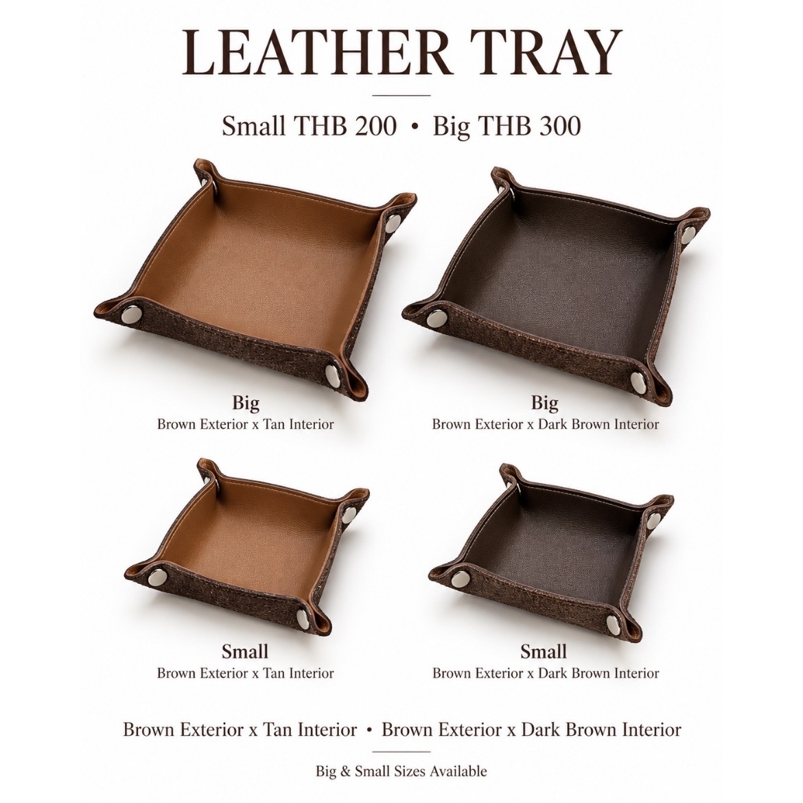 Cacao leather jewellery trays